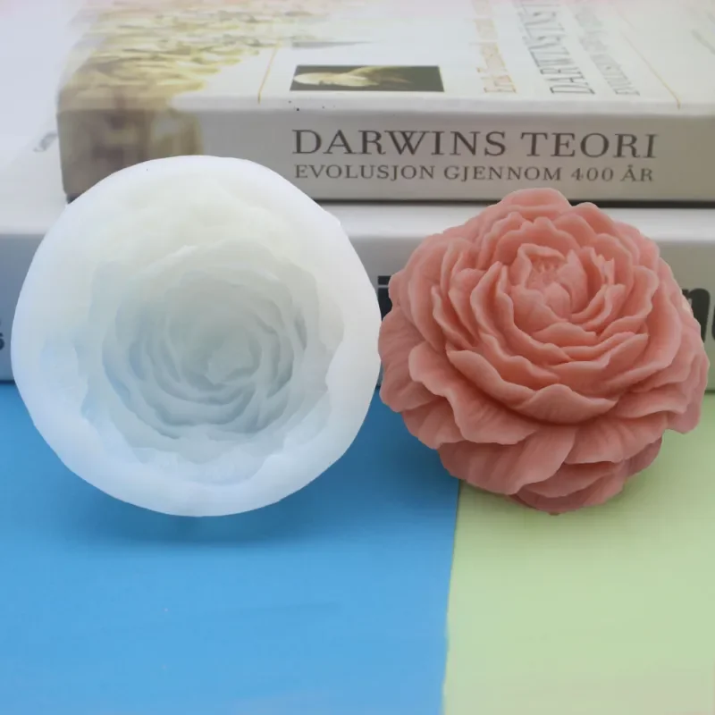 Peony Flower Silicone Candle Mold Diy Handmade 3D Rose Candle Soap Plaster Resin Cake Baking Tool Home Decoration Gift Large aromatherapy candle mold silicone mold silicone candle molds silicone candle mold candle mold