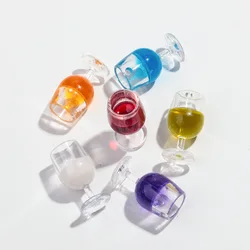 Elegant 3D Red Wine Glass Resin Charms - Set of 6 for Jewelry and Accessories Creation (Mixed color)