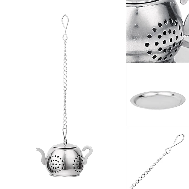 Cute Mini Tea Infuser Stainless Steel Tea Strainer Filter Reusable Teapot Shape Ball Loose Leaf Bag Teapot Accessories