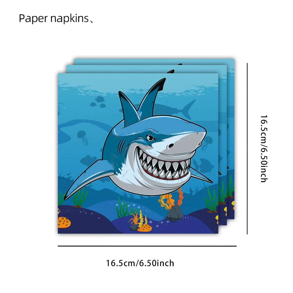 40 Stuks Onder de Zee Haai Servetten - 33 x 33cm
