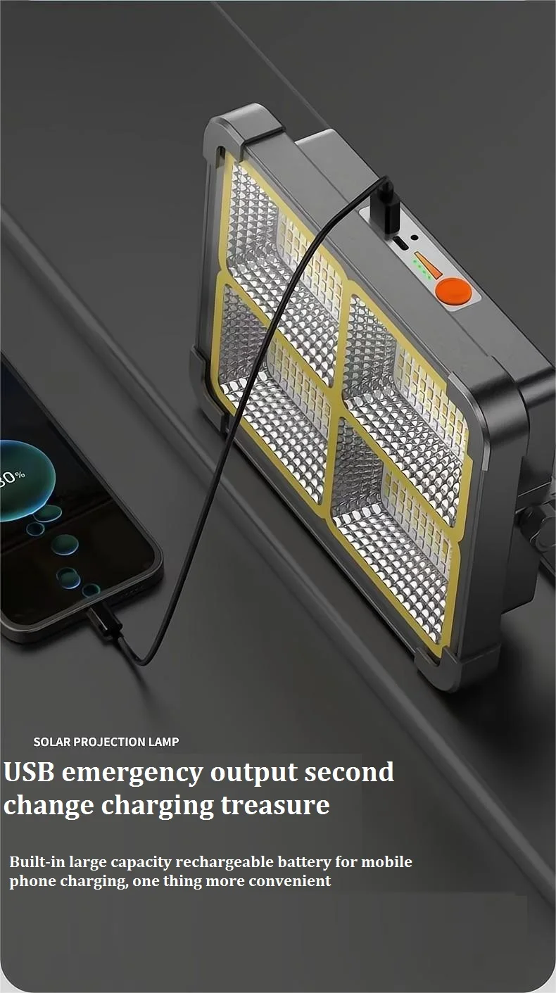 LED Lights Camping Lamp Camping Lights Solar Flood Light Double Panels Solar Portable Floodlight Outdoor IP65 Camping Home Emergency Rechargeable LED Handled Lamps