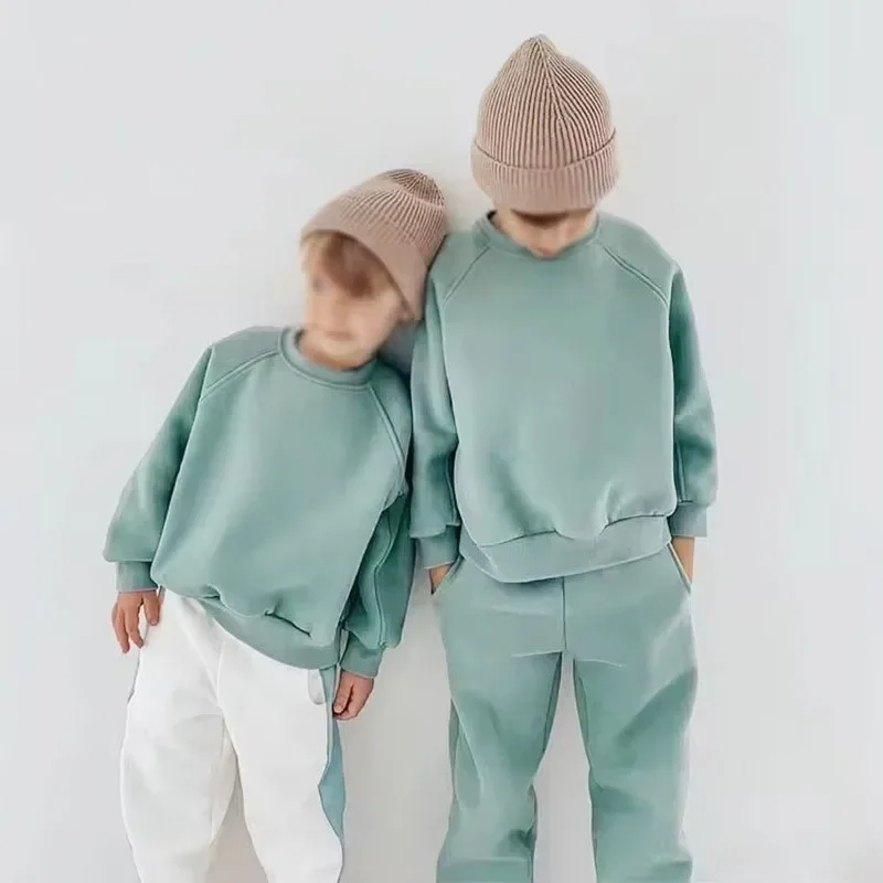 Kids Loose Fit Sports Hoodie Sweatpants Set