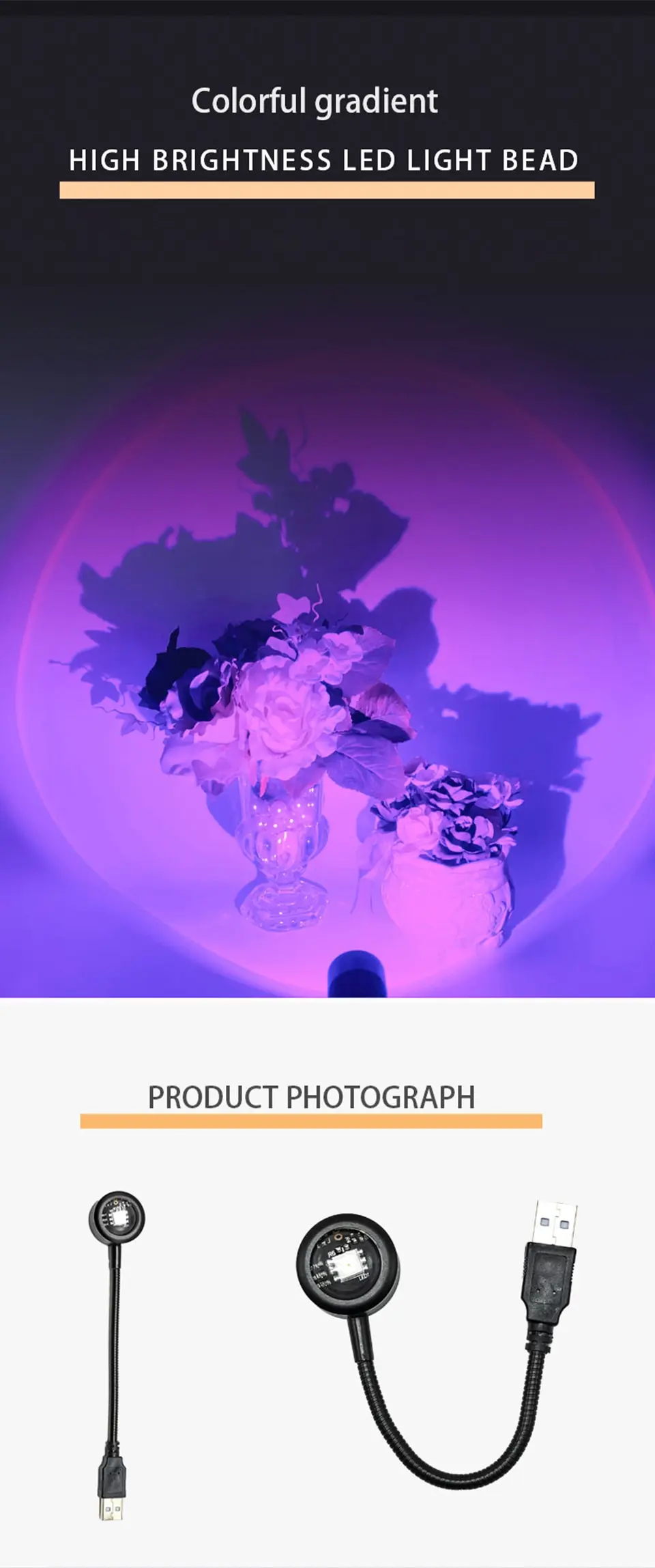 ZK40 LED Sunset Lamp Nightlights USB Projector Birthday Party Decoration Mood Lights For Bedroom Living Room wall Photography