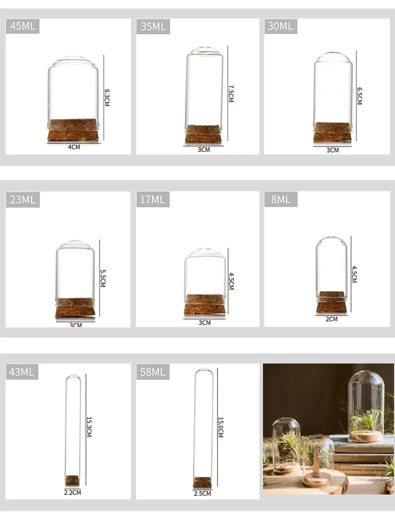

Bottles With Home Bottom Decor Test Tube Clear Jars Food Glass Vials 30pcs Storage Round Grade Cork Stopper