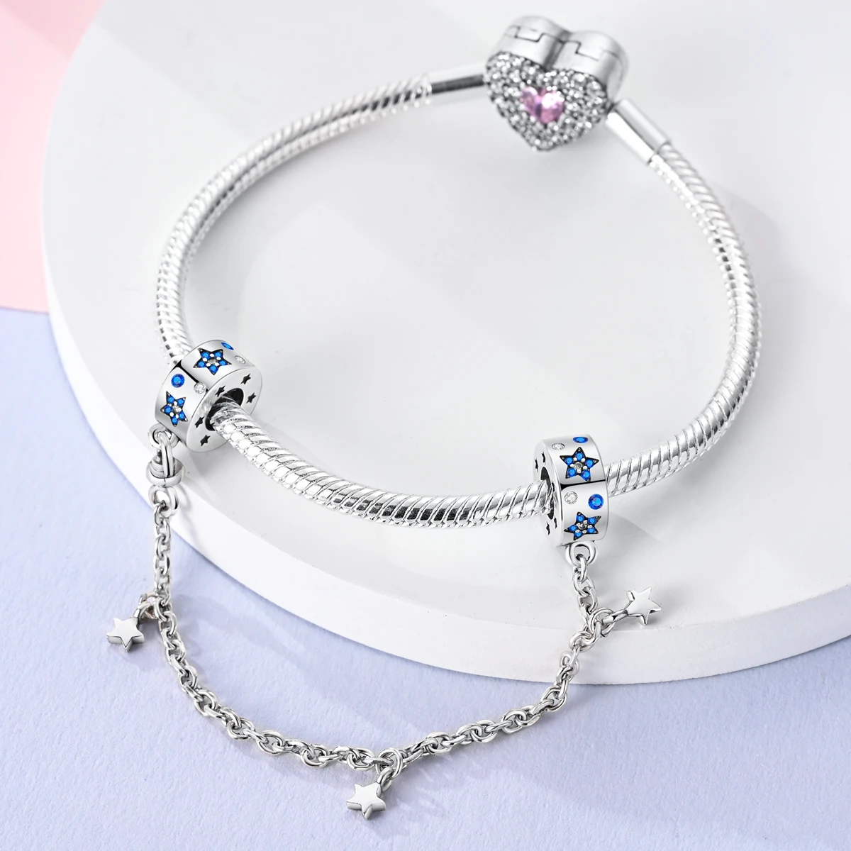 Safety Chain Clasp 925 Silver CZ Pave Clip Charms Fit Original Pandora Bracelet Necklace DIY For Women Making charm jewelry sterling silver jewelry beads charms sterling silver beads silver charm bead charm bead beads jewelry sterling silver beads charm loose gemstone jewelry silver charm bracelet