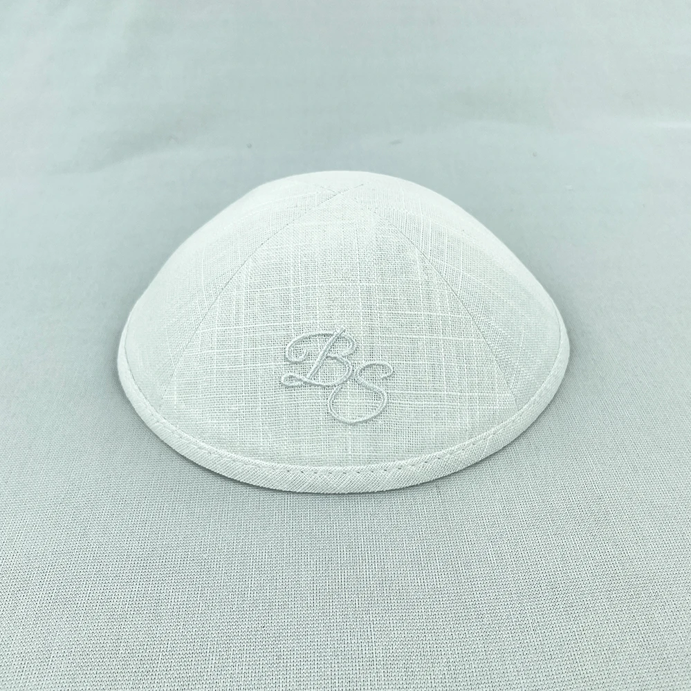 linen kippots with embroidery prayer hats
