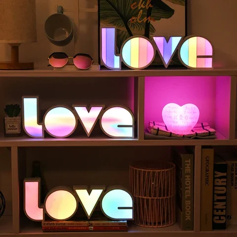 

LOVE Letter Modeling LED Night Lights Warmth Room Lamp Neon Light For Holiday Xmas Wedding Decoration Lighting Valentine's Gift