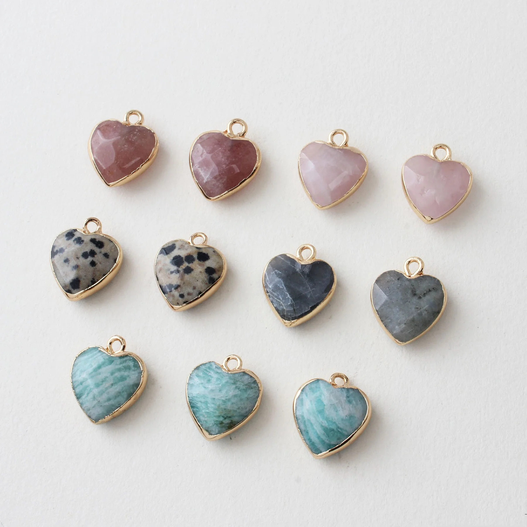 

14mm Heart Shape Facet Gemstone Bead Small Charm Pendant Diy Jewelry Making Necklace Earring Bracelet