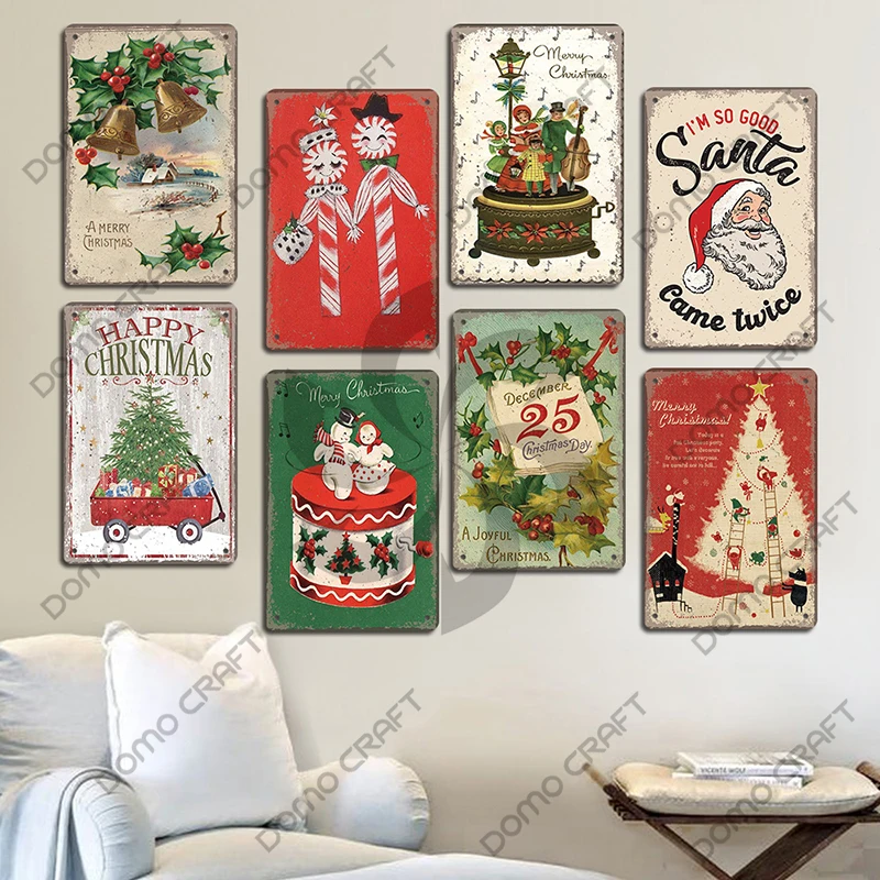 "Have Yourself A Merry Little Christmas" Vintage Tin Sign - 8x12 Inch Rustic Wall Art