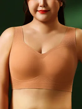 Fat 200 pounds plus weight, comfortable plus size underwear, summer thin design, big chest, small gathering, anti sagging bra 1