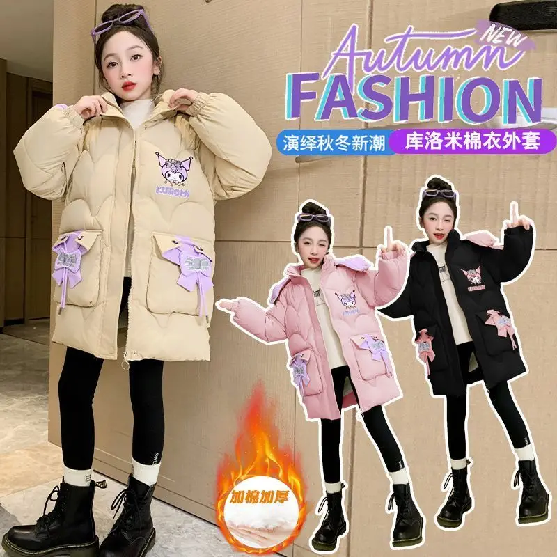 

Sanriod Anime Kuromi Girl Parka Fashion Long Coat Hooded Parkas Winter Jacket Warm Snow Wear Padded Clothes Outwear Tops Gifts