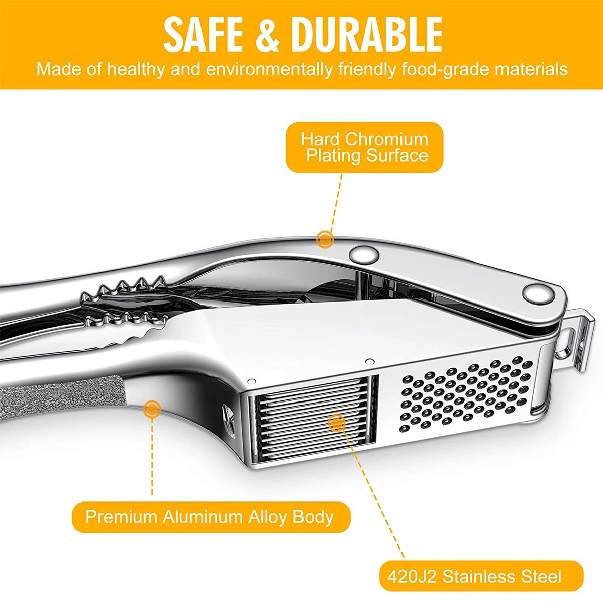 Garlic Press Garlic Press Slicer Stainless Steel 2in1 Garlic Mincer Double Function Garlic Crusher Handheld Garlic Squeezer Tool