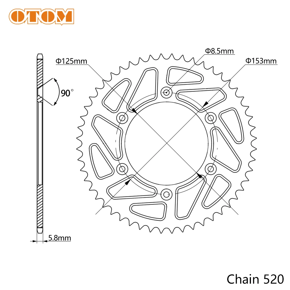 OTOM Chain Wheel 51T Bicycle Motorcycle Chain Sprockets Rear Back Crank Sprocket For HONDA CR125R CR250R CRF250F CRF450X CRF450R