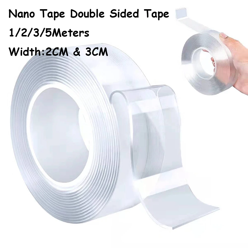 1-5M Nano Double Sided Tape Heavy Duty Transparent Reusable Waterproof Adhesive  Tapes Cleanable Kitchen Bathroom 1mm Thickness - AliExpress