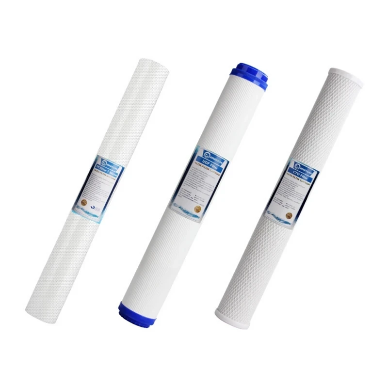 

3 Levels 20 inch Water Filter Sets 1 Micron PPF/Sediment+UDF/GAC Granular Activated Carbon+Carbon Block CTO Osmosis Purifier