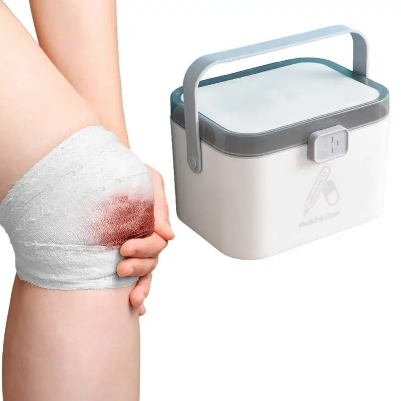

First Aid Clear Container Bin Medicine Storage Box Double Layers Family Safety Emergency Medicine Storage Box For Home Travel