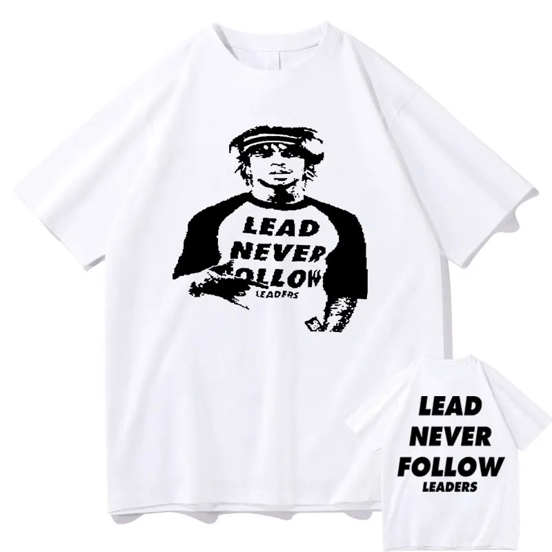 

Rapper Chief Keef Lead Never Follow Leaders Double Sided Print T-shirt Male Vintage Tshirt Men Hip Hop Casual Oversized T Shirts