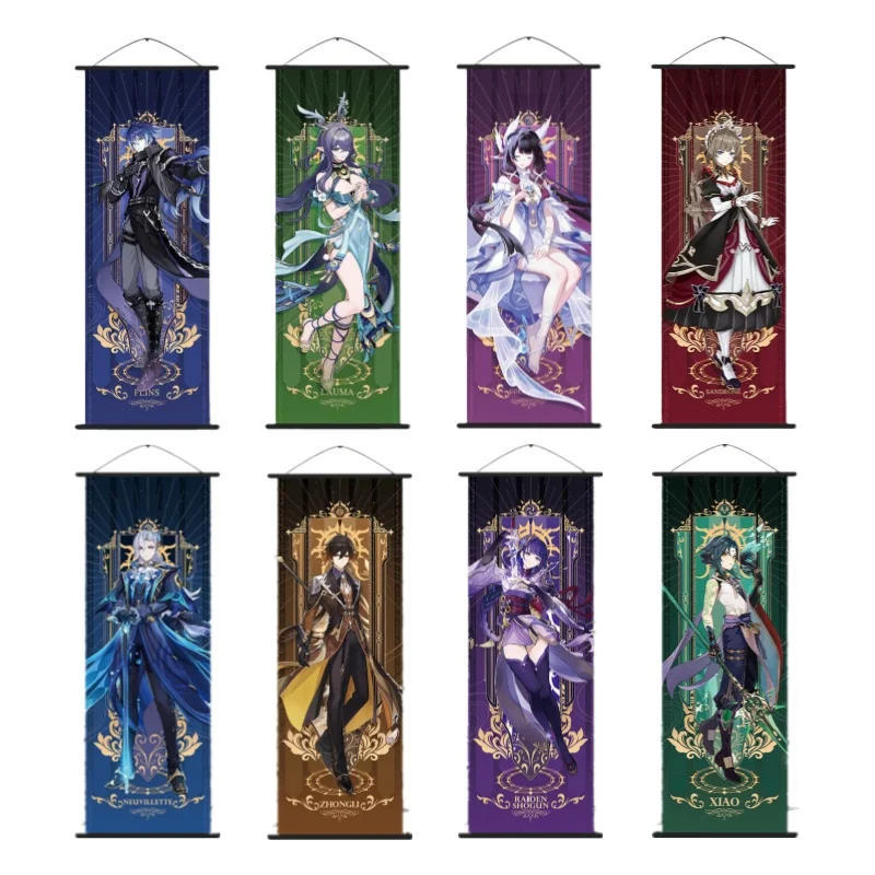 Genshin Impact Scroll Canvas Painting - Anime Wall Art Home Decor