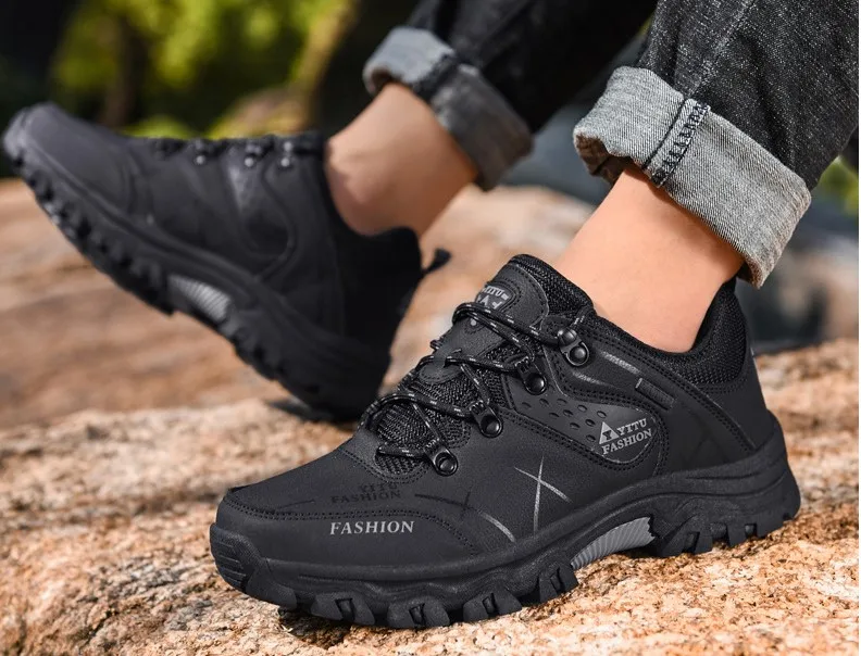 신상품 하이킹 신발 경량 겨울  가죽 야외 트레킹 부츠 레이스업 등산 남성 스니커즈, 유로 사이즈 36-46