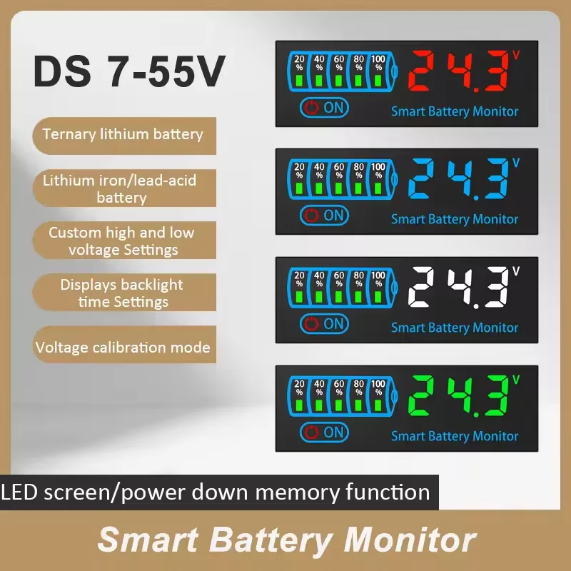 3S-14S DC7-55V 배터리 레벨 표시기 12V 24V 36V 48V 18650 Lipo 리튬 배터리 용량 보드 전압 배터리 충전 테스터