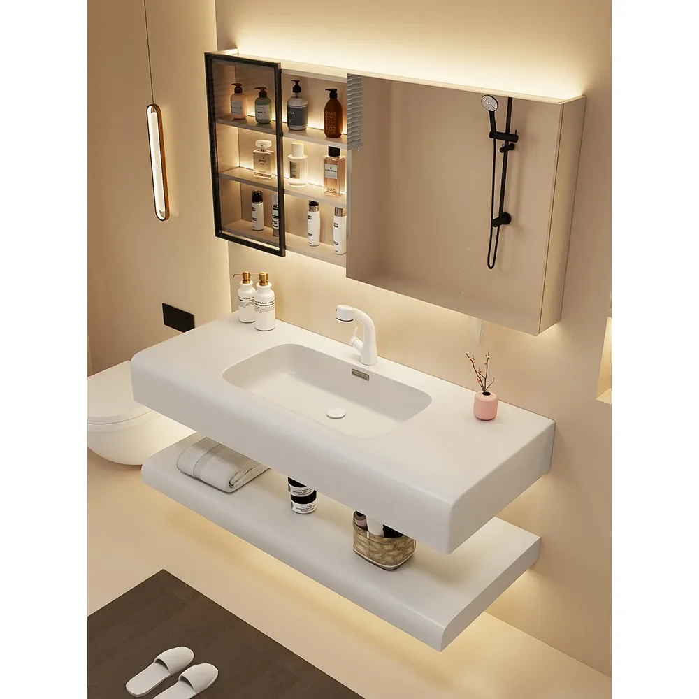 

Custom-made Chimeishi integrated basin washstand French cream wind skin sense Clinique bathroom cabinet combined bathroom wash b