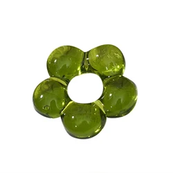 Elegant Mini Glass Flower Charm Pendants for Jewelry Making & DIY Decorations (Mustard green)
