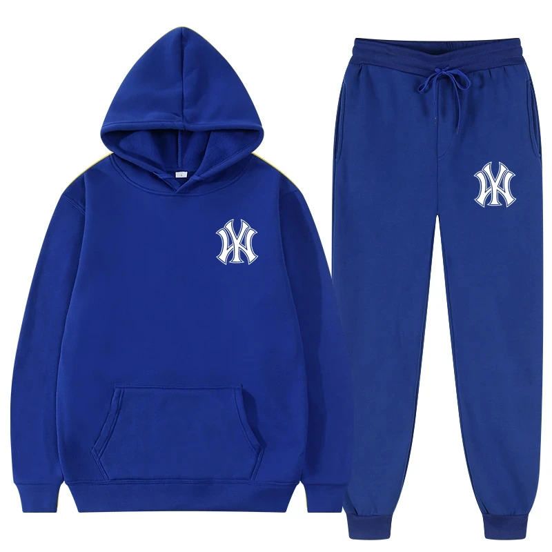 Conjunto de chándal de dos piezas para hombre y mujer, Sudadera con capucha y pantalones de deporte, Top de marca de moda