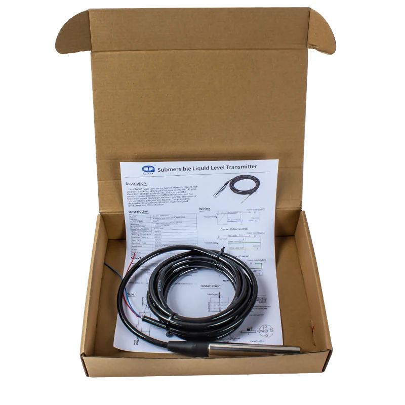 2M-5M Range Liquid Level Sensor DC24V Power 4-20mA 0-10V 0-3.3V RS485 Submersible Water Level Sensor Transmitter liquid level sensor