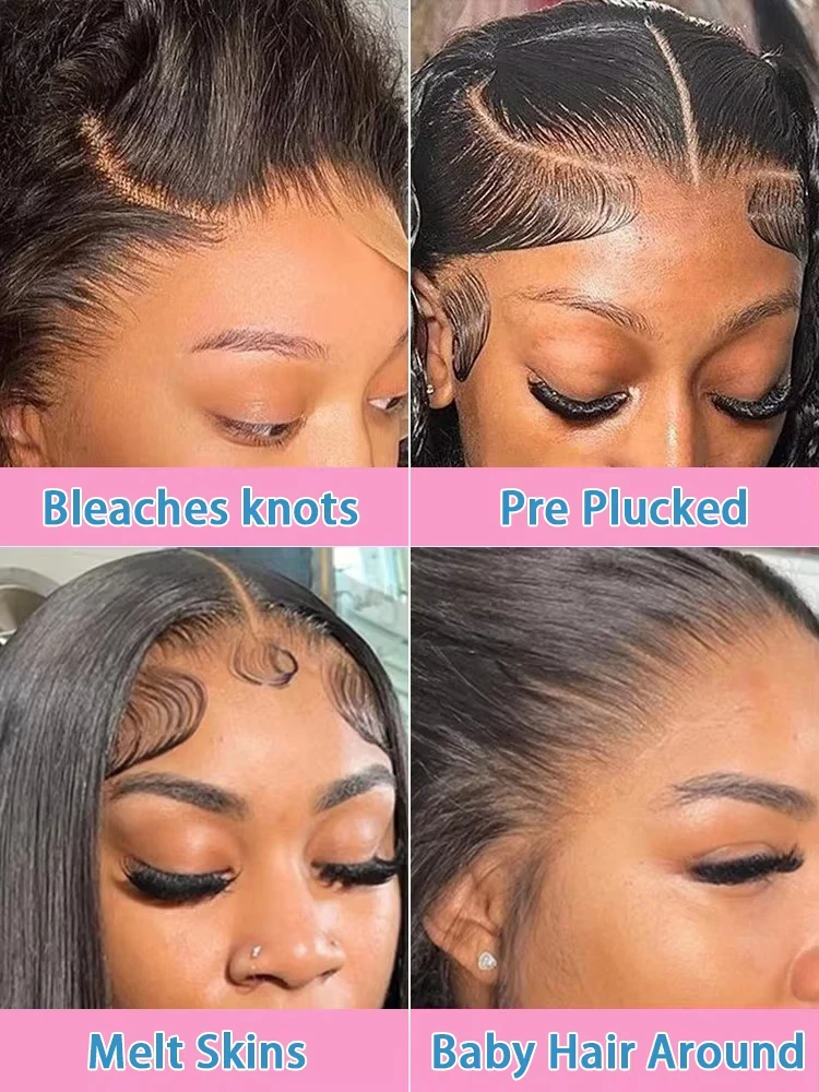 30 36 40 Inch 13x4 13x6 HD Transparent Bone Straight Lace Frontal Wigs 5x5 Glueless Wear and Go Human Hair Wig For Women