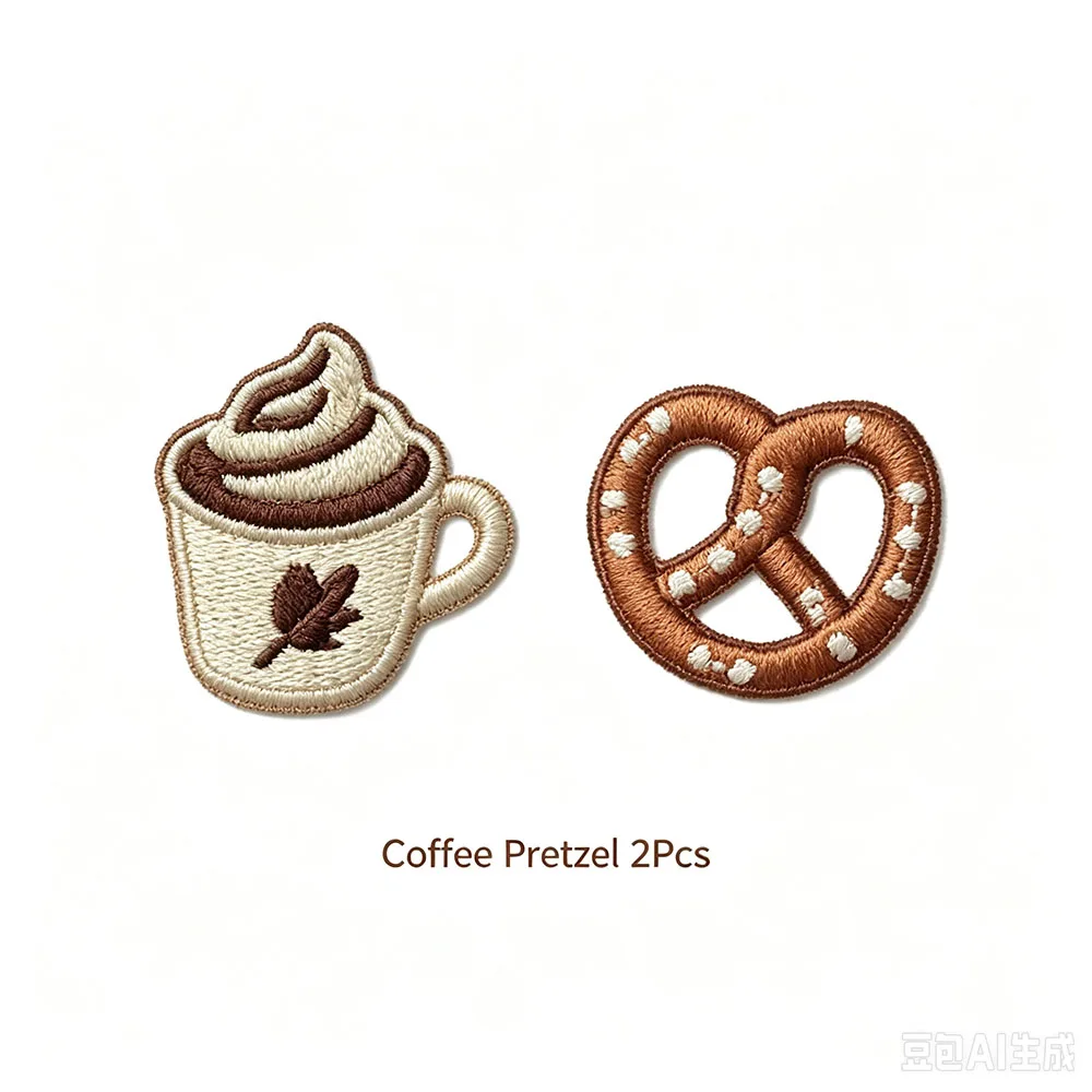 2-12pcs Coffee Bread Embroidery Patches Iron‑on Mini Food Applique for Clothing Backpack Notebook Jeans DIY Sewing Decor