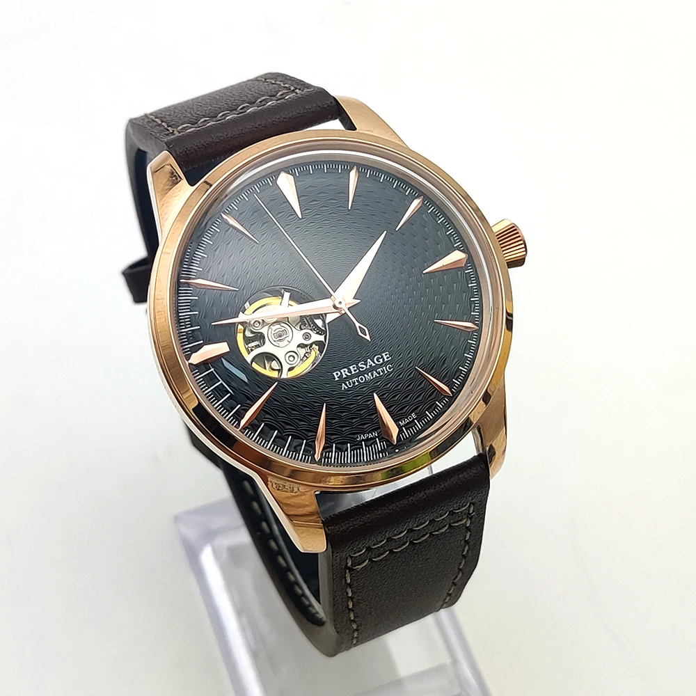 Relógio de Couro Masculino Nh38 Mecânico Automático Impermeável Preto Luxo Esporte Relógio Seletor de Coquetel - Image 2