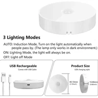 2 ~ 6 Pack détecteur de mouvement LED veilleuse USB Rechargeable 3 couleurs lampe de nuit armoire armoire lampe escalier sans fil placard lumière 6