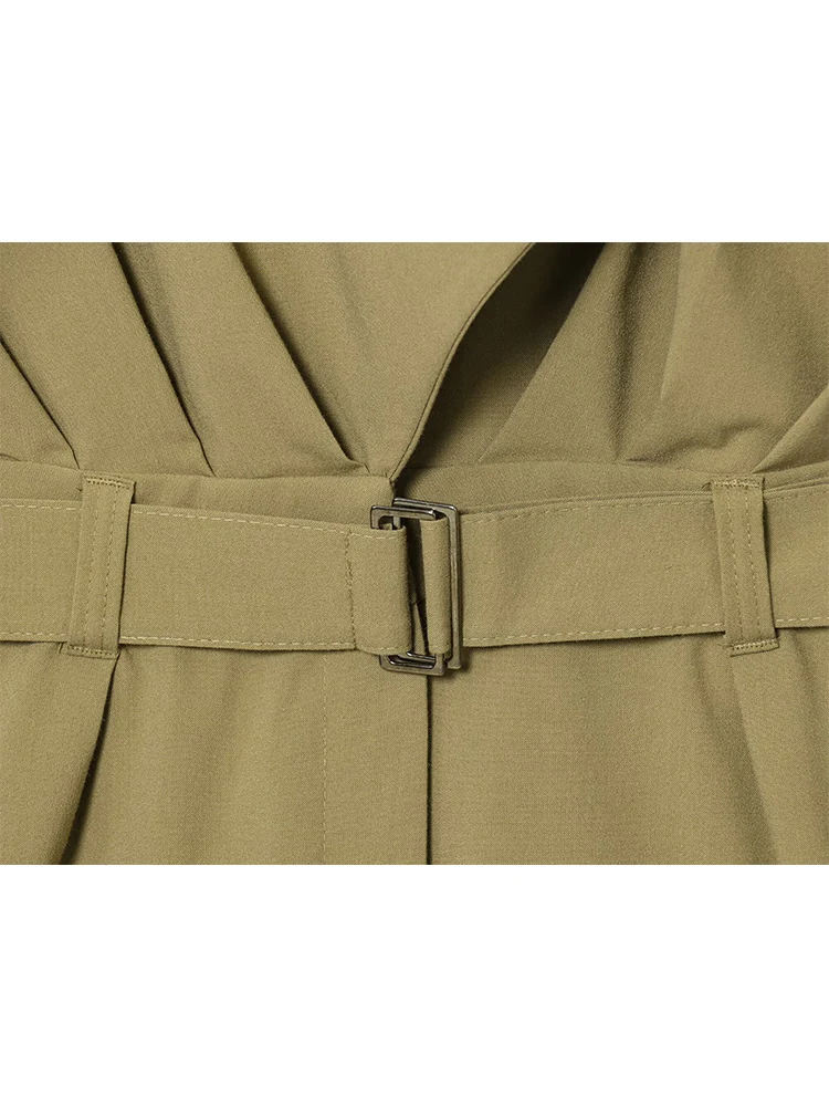 TFMLN Women Playsuits 2025 Trend Elegant Women's Short Romper Chic Shoulder Pad Jumpsuit Female One Pieces Bodysuit With Belt