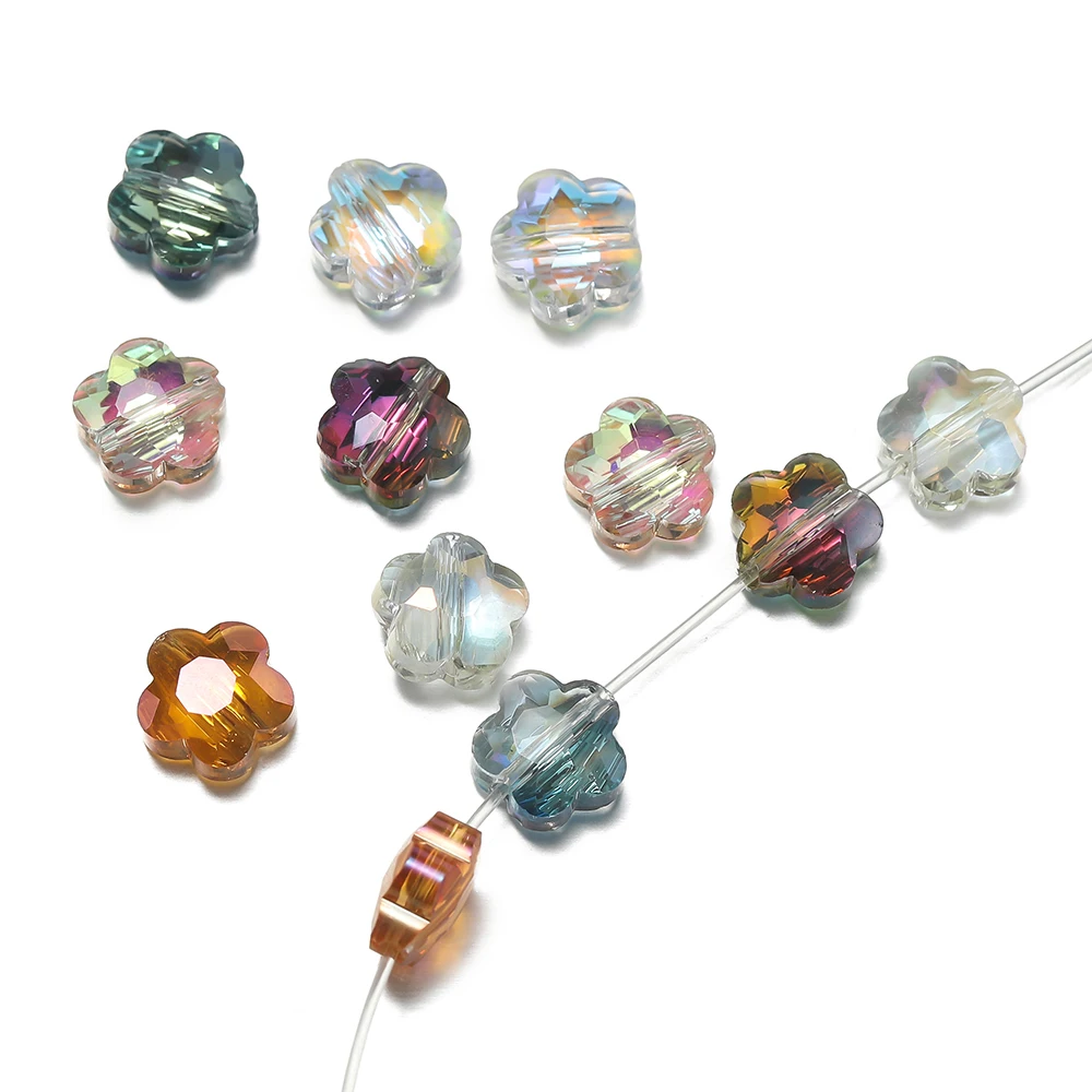 10 Stücke 4*8*8mm Kristall Facettierte Blume Perlen Spacer Lose Perlen für DIY Armband Halskette Schmuck machen Liefert Zubehör – Detail 1
