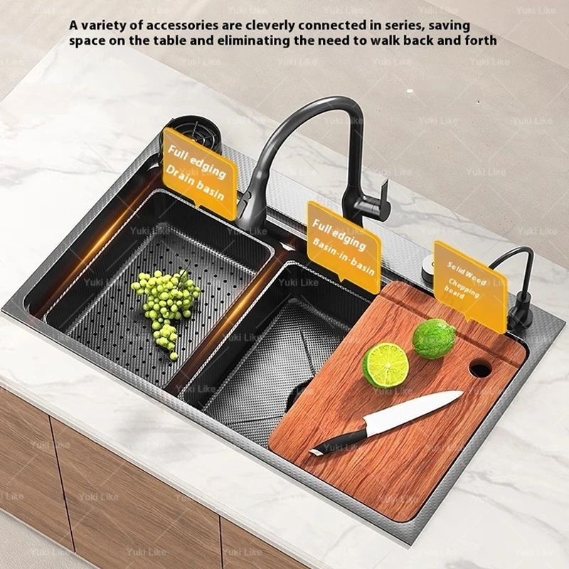 Stainless Steel Kitchen Sink Embossed large Single Slot Vegetable Basin Dishwashing Undermount Washbasin Apartment