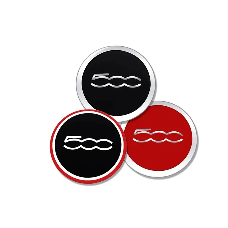 4 Autocollants Cache-moyeux Pour Abarth 500 500L 500X Bravo - Diamètre 50mm, Logo Abarth, Noir Et Rouge - 5