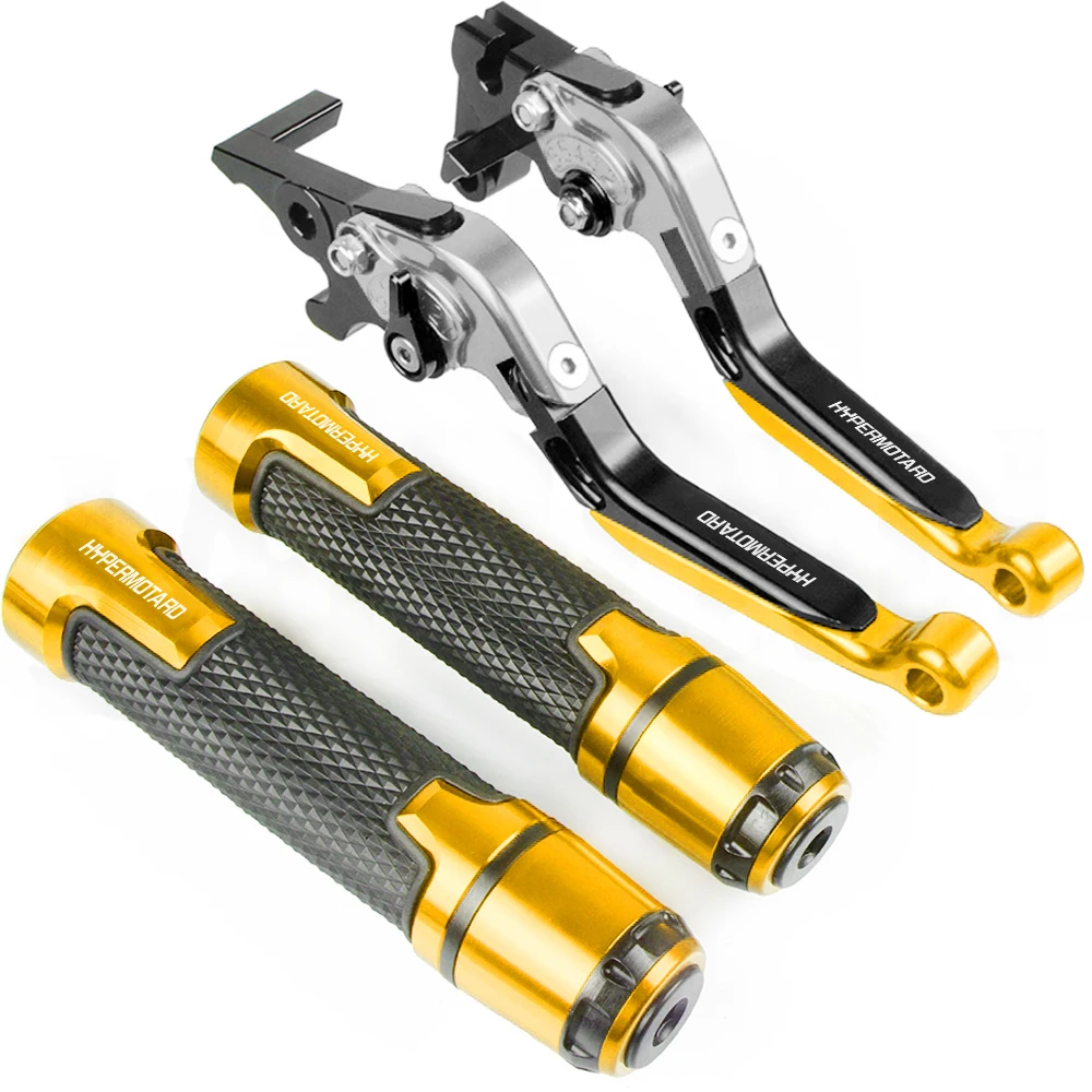 HYPERSTRADA Moto In Alluminio Leva Frizione Freno + 22 MILLIMETRI Manopole Estremità Del Manubrio Per Ducati HYPERMOTARD 821 2013 2014 2015 - immagine 2