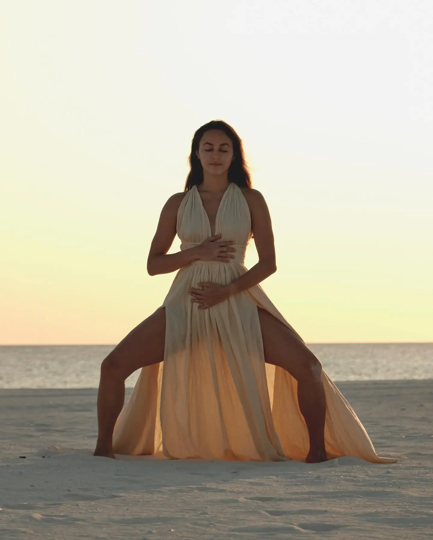 فستان الأمومة لالتقاط الصور، فساتين صيفية بدون أكم...