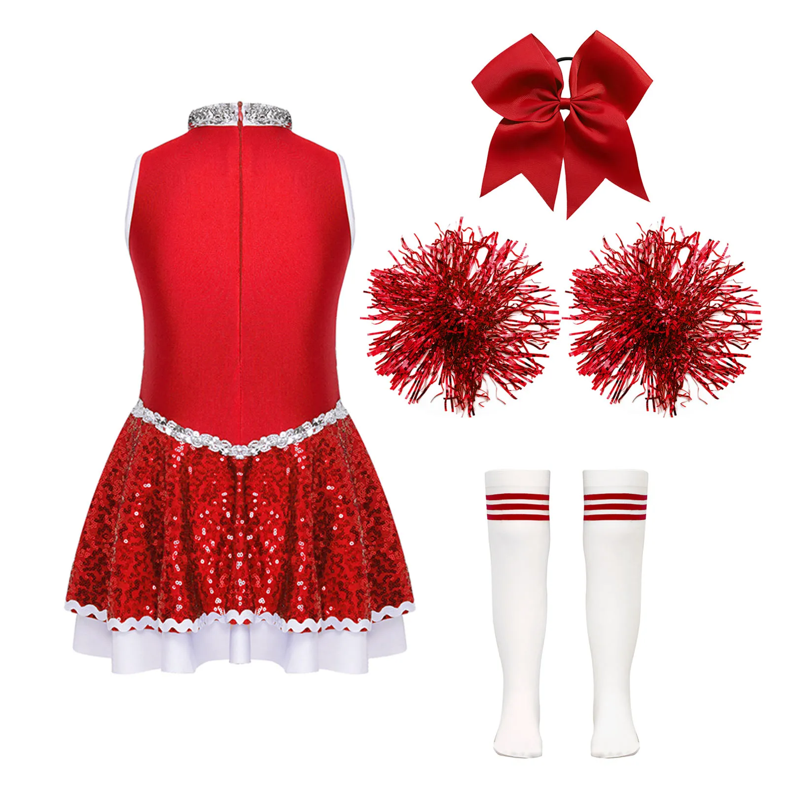 High School Girl Cheerleader Uniforms Children School Girls Cheerlead Dress Kids Cheerleading Dance Outfits Costume Dancewear - 2