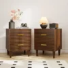 Nightstands , Bedside Table for Bedroom, End Table with 2 Drawers, Mid Century Modern Bed Side Table with Stora 1