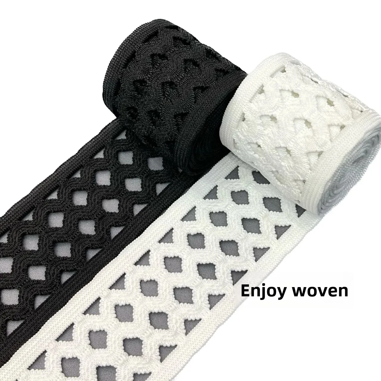 Black White Elastic Mesh Grid Sparse Rubber Band Dress Waist Headband Hollow Out Rubber Strip Clothing Accessories Elastic Band