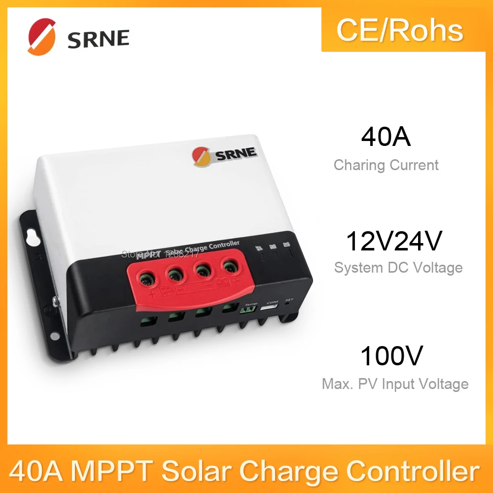 Contrôleur de Charge solaire MPPT 40A 12V 24V, pour Batteries au