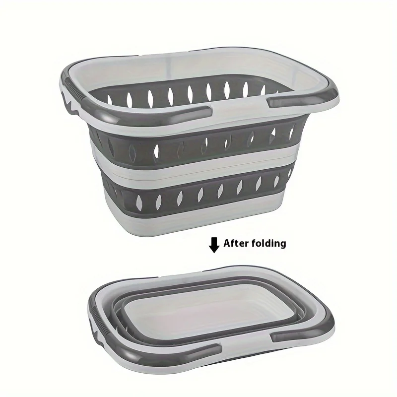 1PC Foldable Washing Basket With Handle Portable Foldable Plastic Bathtub Multifunctional Travel Bathroom Storage Accessory