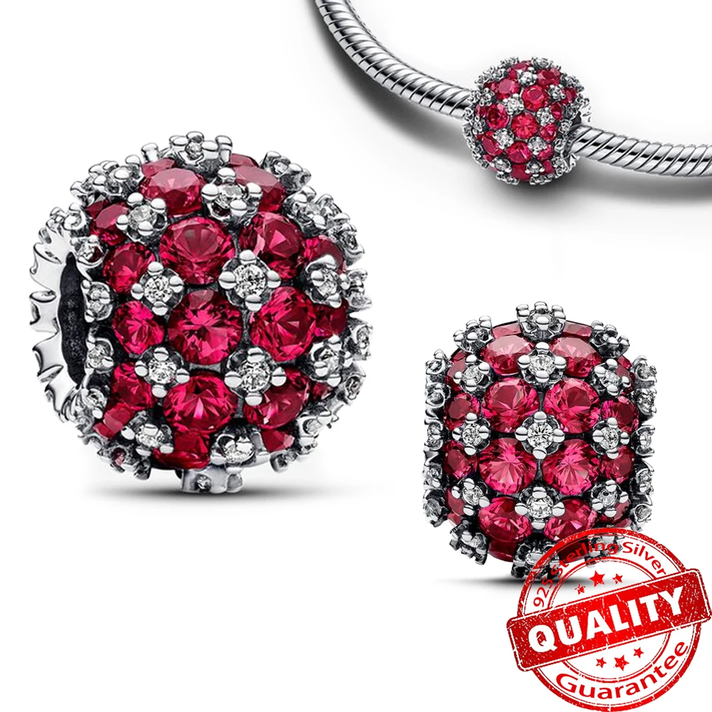 

Sparkling Pavé Round Pink Charm Fit Pandora Bracelet & Bangle 925 Sterling Silver Gorgeous Jewelry Necklace Pendant