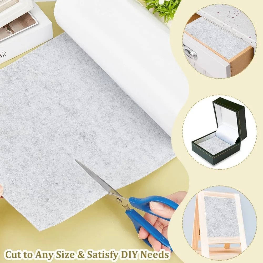 118x11.8 inch Light Gray Self Adhesive Felt Roll Large Felt Fabric Shelf Liner for DIY Projects Costume Making Jewelry Box