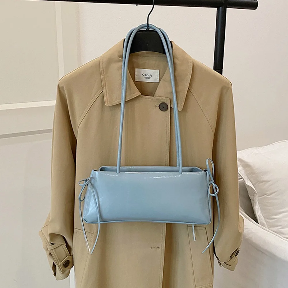 Trend PU Leather Work Shoulder Bag Large Capacity Simple Female Crossbody Bag Solid Color Commuting Bag Women Female