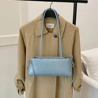 Trend PU Leather Work Shoulder Bag Large Capacity Simple Female Crossbody Bag Solid Color Commuting Bag Women Female