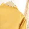 Autumn Children Girl Undershirt Cotton Solid Ruffle Collar Infant Baby Girl Pullovers Long Sleeve Soft High Quality Kid Girl Top 3