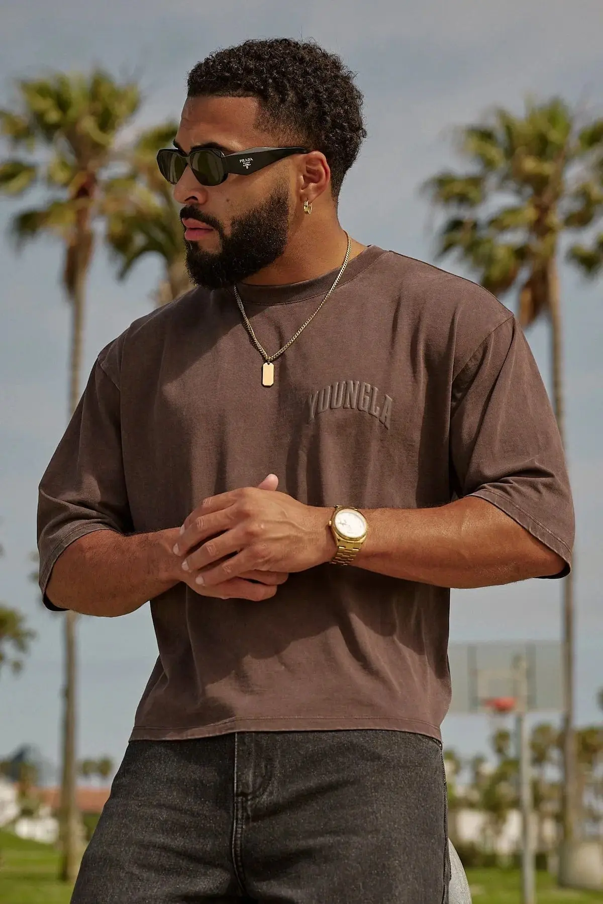 Oversized Foam Printed Cotton T-Shirt for Men