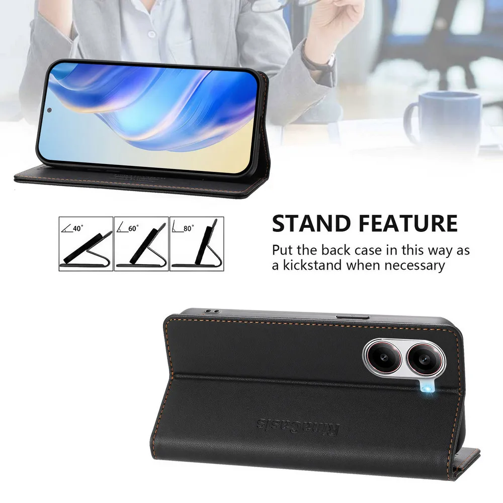 Luxury RFID Leather Wallet Flip Cover - Magnetic Closure